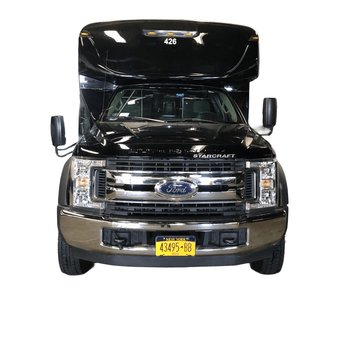 29-passenger mini coach exterior front view